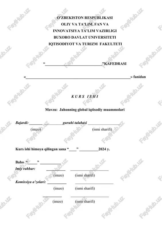 jahonning global iqtisodiy muammolari — DOCX