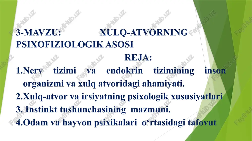 xulq-atvorning psixofiziologik asosi — PPTX