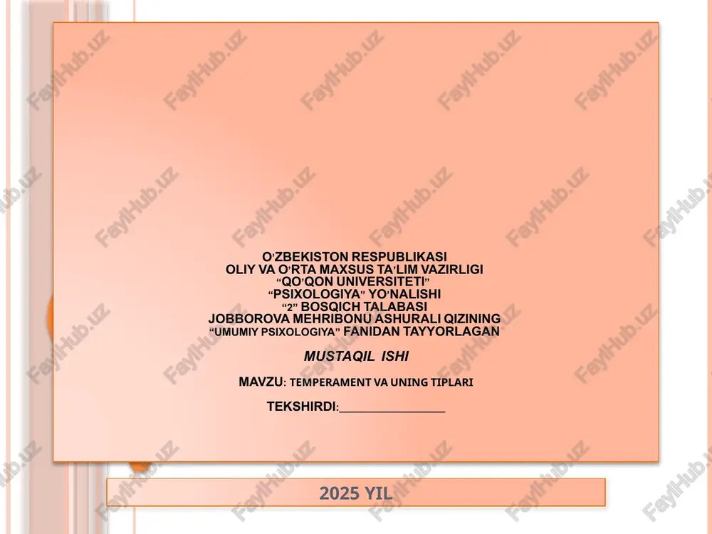 temperament va uning tiplari — PPTX