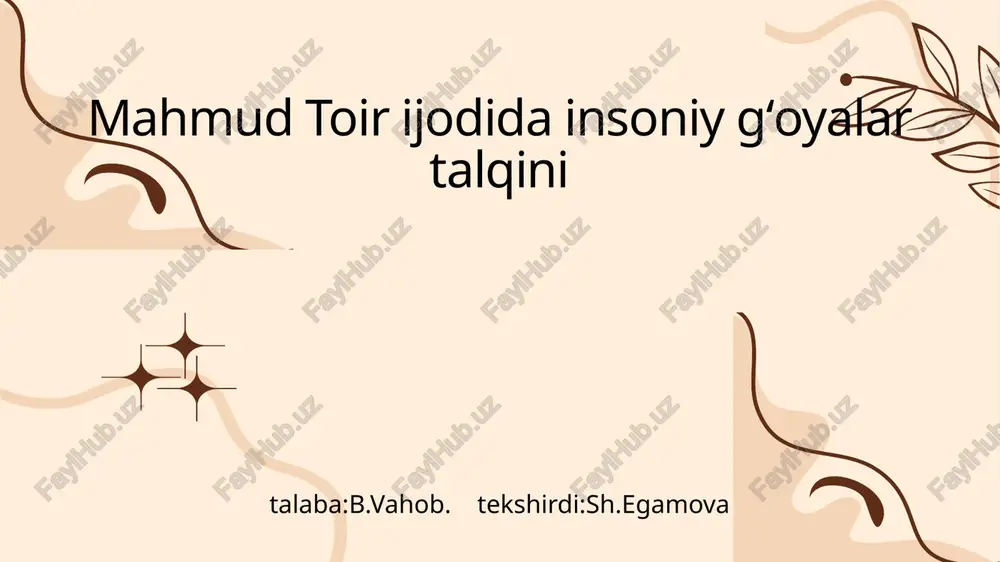 mahmud toir ijodi va gʻoyalari — PPTX
