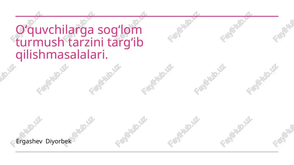 sogʻlom turmush tarzini targʻib qilish — PPTX