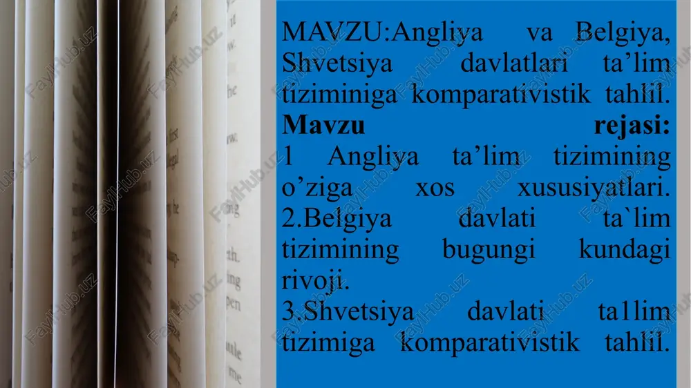 angliya, belgiya, shvetsiya davlatlarining ta'lim tizimlari — PPTX