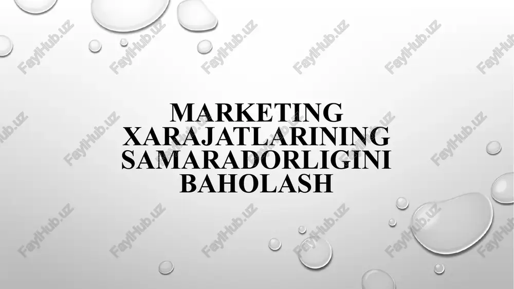 marketing xarajatlarining samaradorligini baholash — PPTX