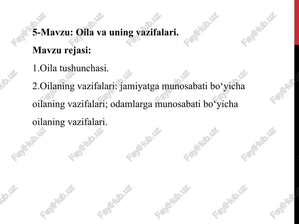 oilavauning vazifalari — PPT