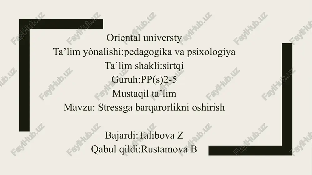 stressga chidamlilik — PPTX