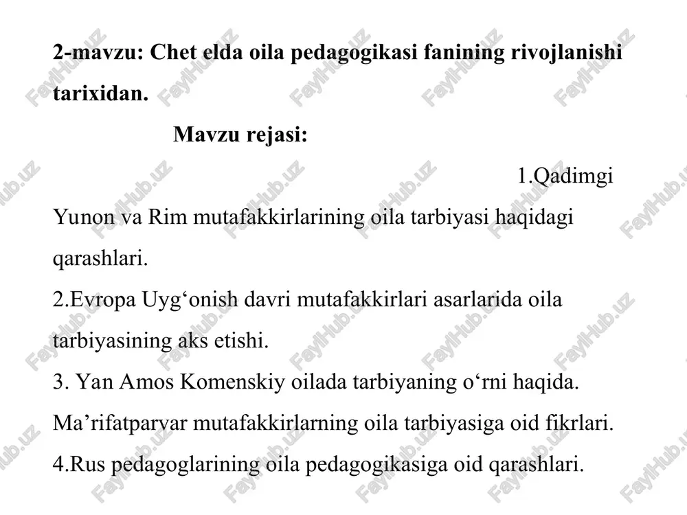 chet elda oila pedagogikasi fanining rivojlanishi tarixidan — PPT