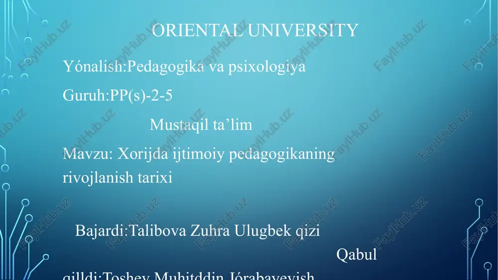 ijtimoiy pedagogikaning davlatlar orivojlanishi — PPTX