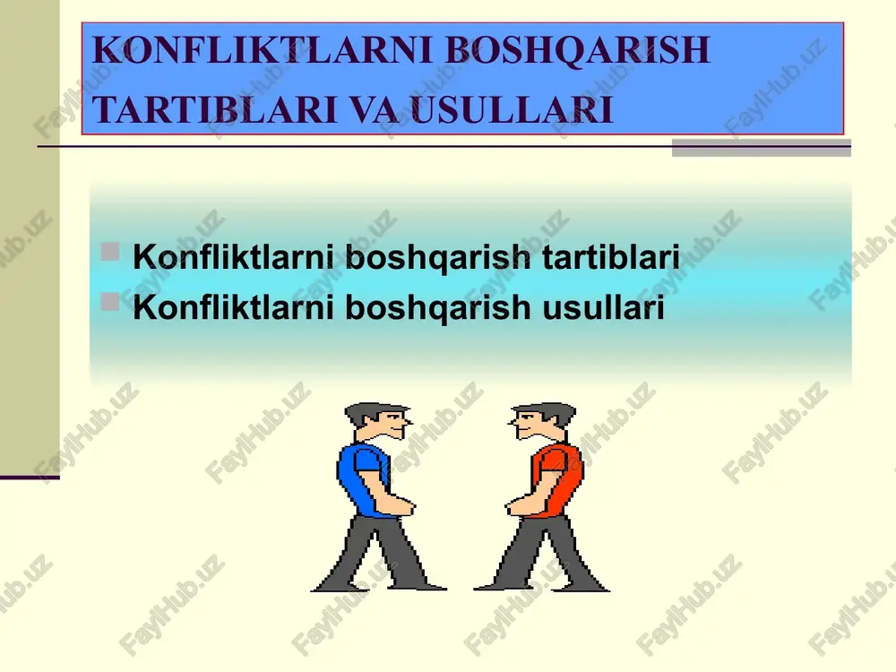 konfliktlarni boshqarish tartiblari va usullari — PPT