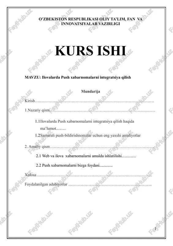 ilovalarda push xabarnomalarni integratsiya qilish — DOCX