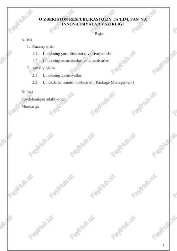linuxda ta'minotni boshqarish (package management) — DOCX