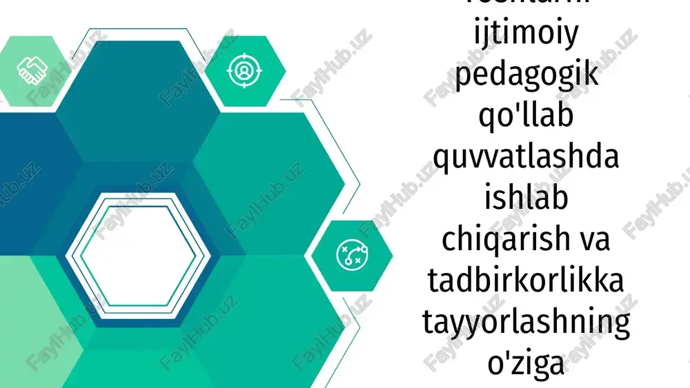 yoshlarni ijtimoiy pedagogik qo'llab quvvatlashda ishlab chiqarish — PPTX