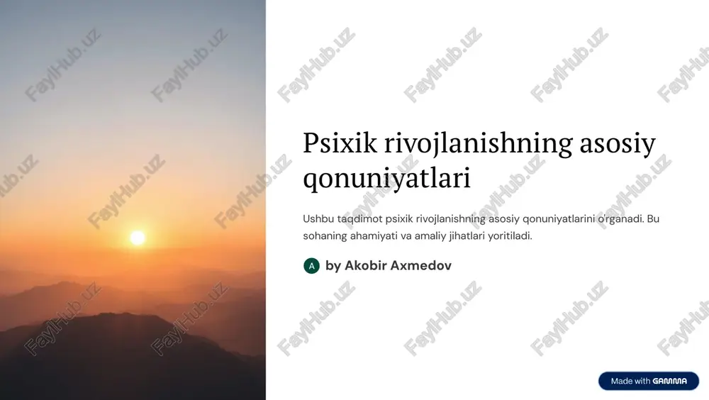 psixik rivojlanishning asosiy qonuniyatlari — PDF
