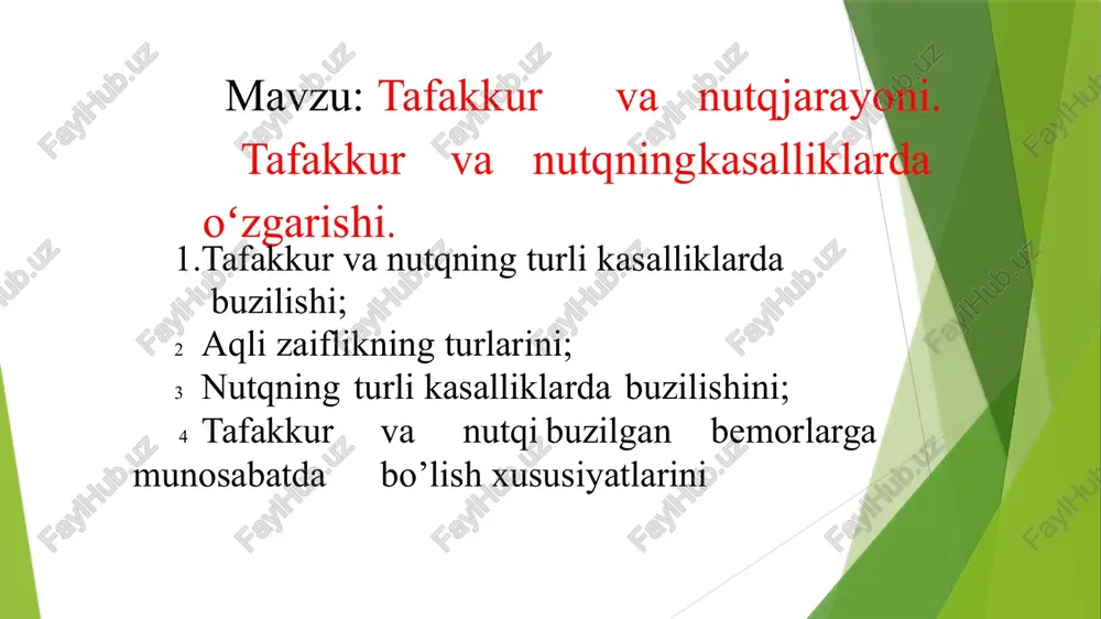 tafakkur va nutq jarayoni — PPTX