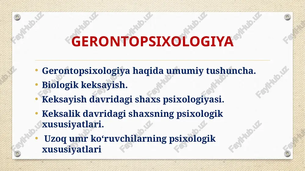 gerontopsixologiya — PPTX