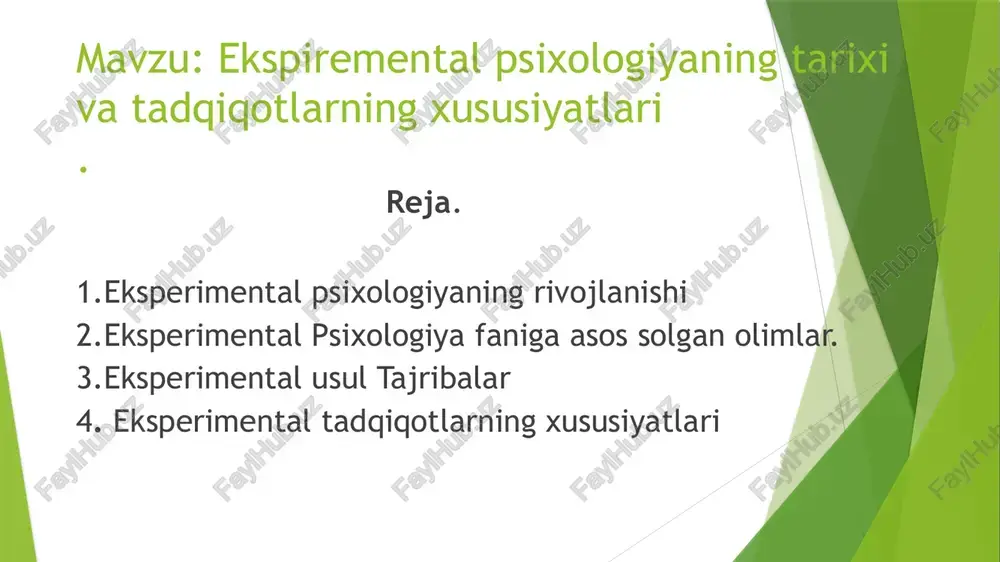eksperimental psixologiya — PPTX