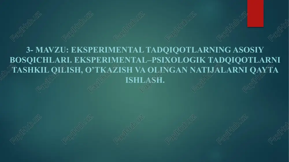 eksperimental-psixologik tadqiqotlar metodologiyasi — PPTX
