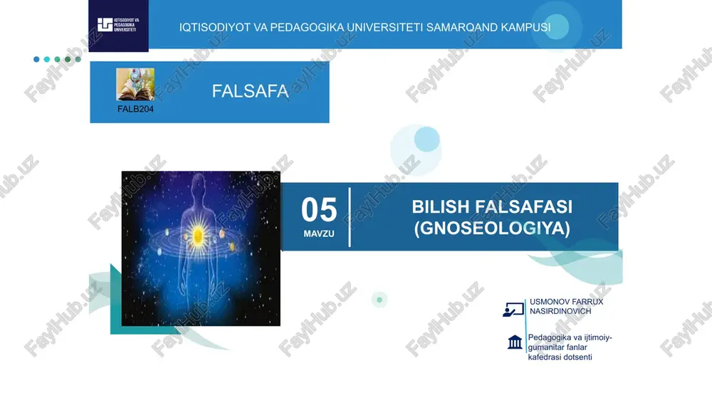 bilish falsafasi (gnoseologiya) — PPTX