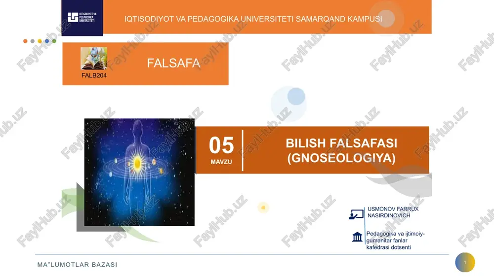 bilish falsafasi (gnoseologiya) — PPTX