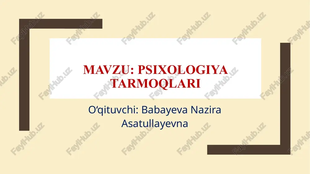 psixologiyatarmoqlari — PPTX