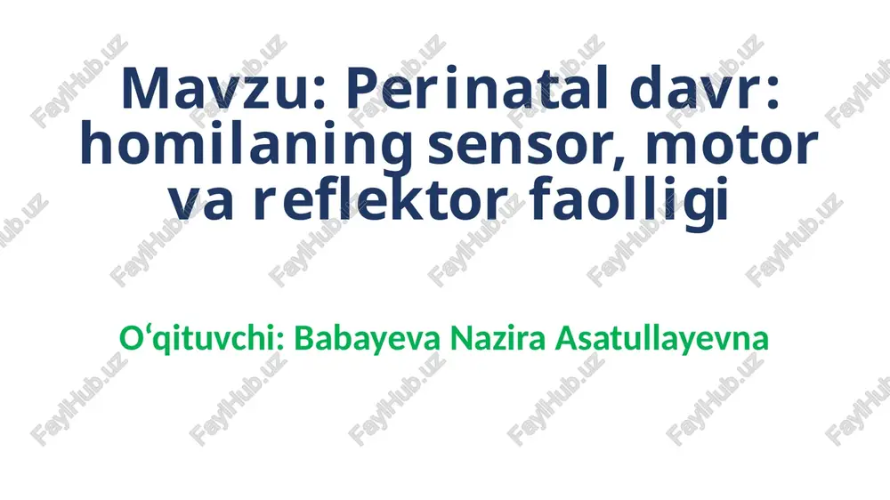 perinataldavr: homilaningsensor, motor vareflektor faolligi — PPTX