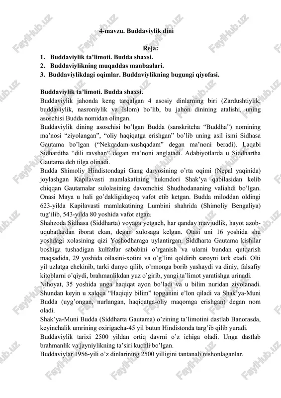 buddaviylik ta’limoti — DOCX