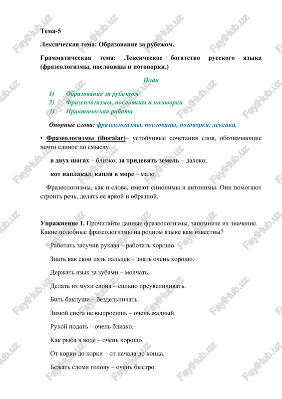leksicheskaya tema: obrazovanie za rubejom — DOCX
