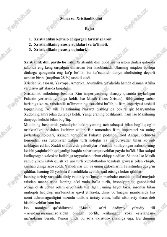 xristianlik dini — DOCX