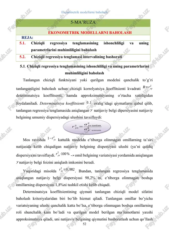 ekonometrik modellarni baholash — DOCX