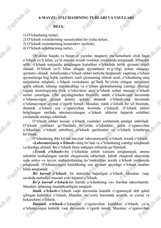 o‘lchashning turlari va usullari — DOCX