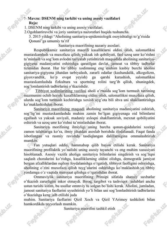 dsenm ning tarkibi va uning asosiy vazifalari — DOCX