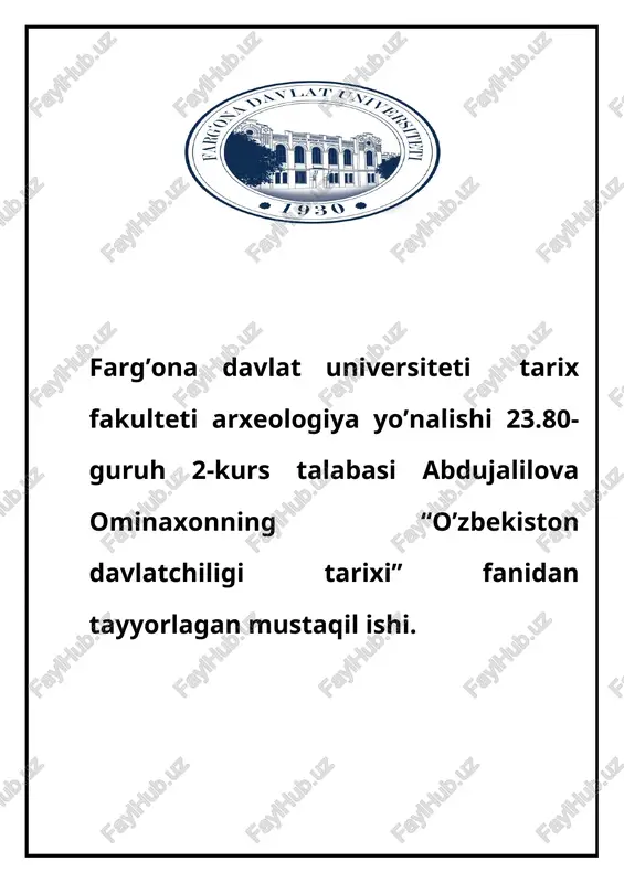 ahamoniylar davrida o‘rta osiyo satrapliklarida boshqaruv tizmi — DOCX