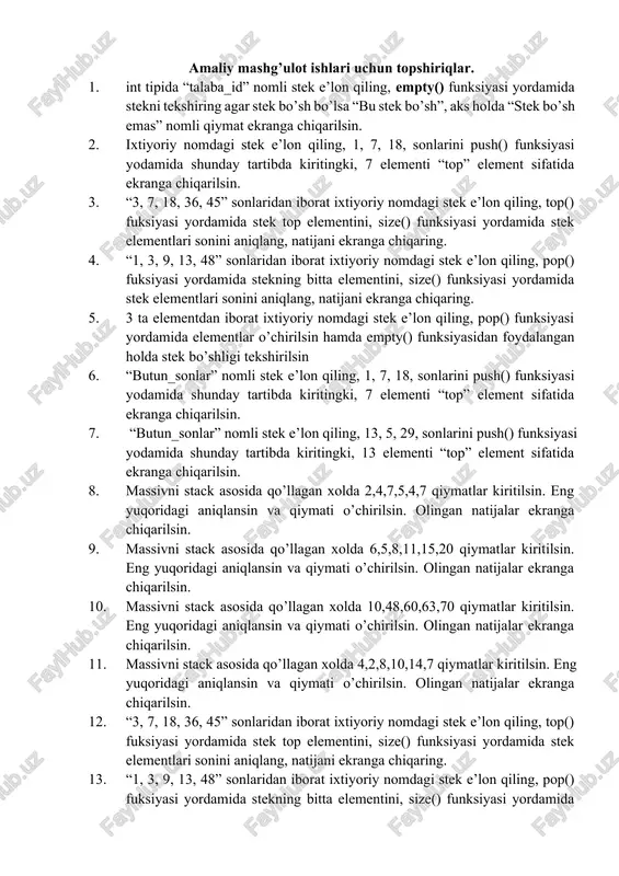 amaliy mashg’ulot ishlari uchun topshiriqlar — DOCX