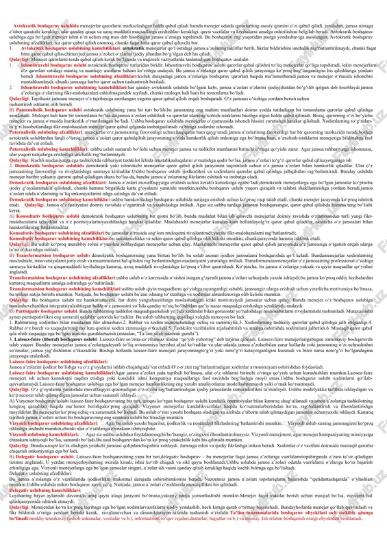 ishontiruvchi boshqaruv uslubi — DOCX