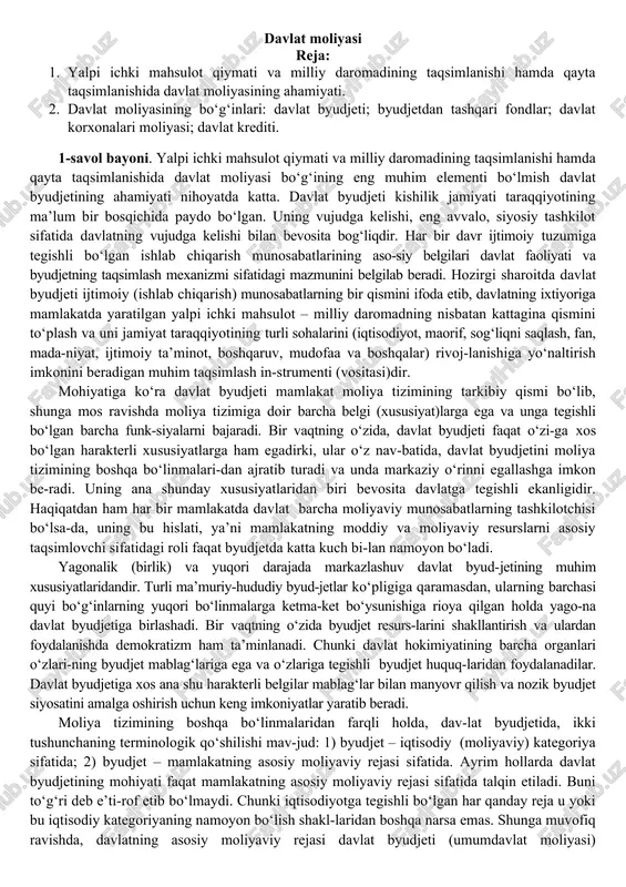davlat moliyasi — DOCX