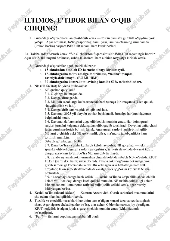 guruhdagi o‘quvchilarni aniqlashtirish kerak — DOCX