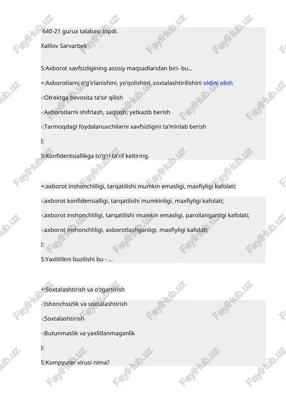 kompyuterni viruslardan himoya qilish — DOCX