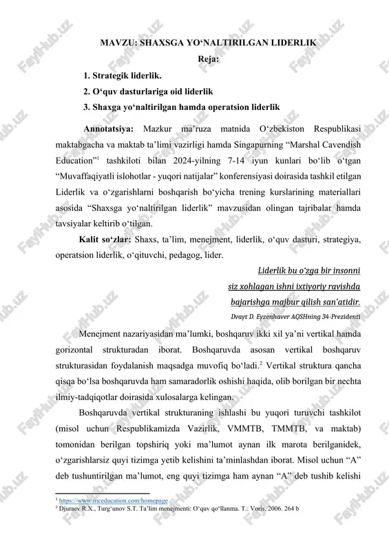 shaxsga yo‘naltirilgan liderlik — DOCX