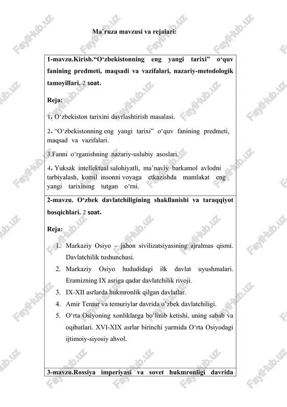o‘zbekistonning eng yangi tarixi — DOCX