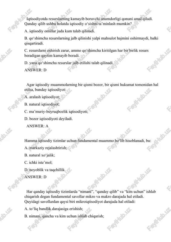 iqtisodiyotda resurslarning kamayib boruvchi unumdorligi — DOCX
