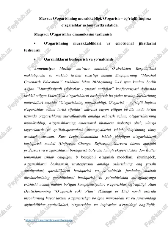 oʻzgarishning murakkabligi — DOCX