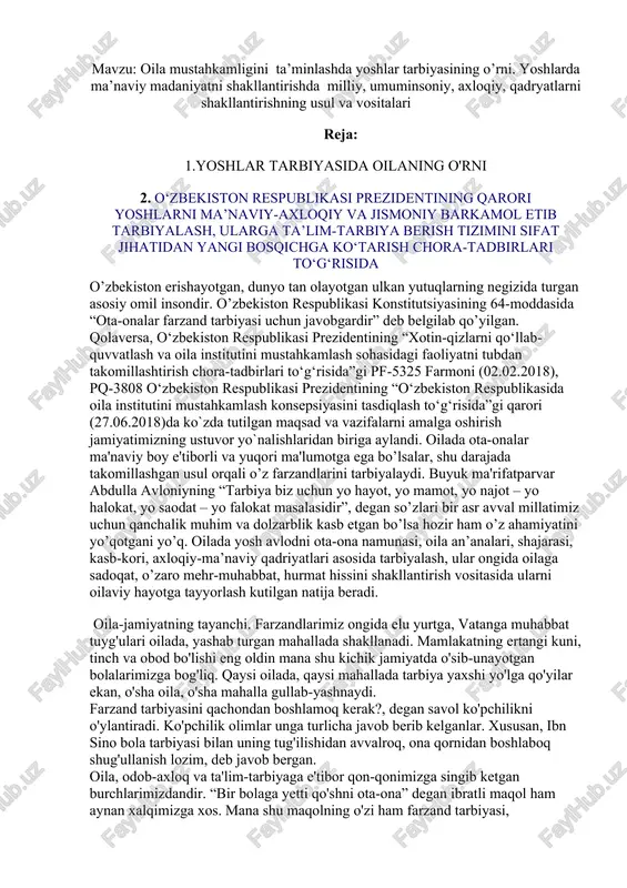 yoshlar tarbiyasi — DOCX