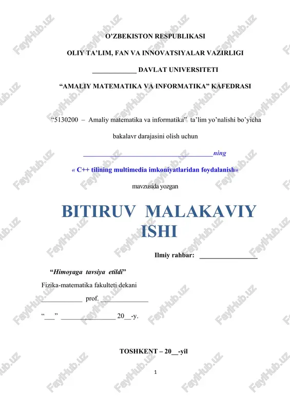 c++ tilining multimedia imkoniyatlaridan foydalanish — DOCX