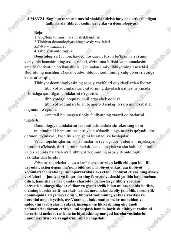 sog‘lom turmush tarzini shakllanitirish — DOCX