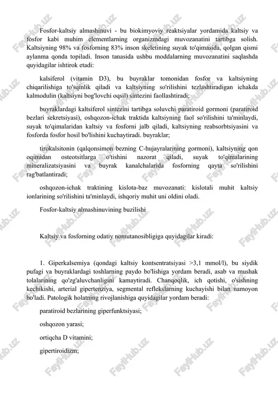fosfor-kaltsiy almashinuvi — DOCX