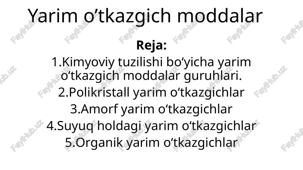 yarim o’tkazgich moddalar — PPTX