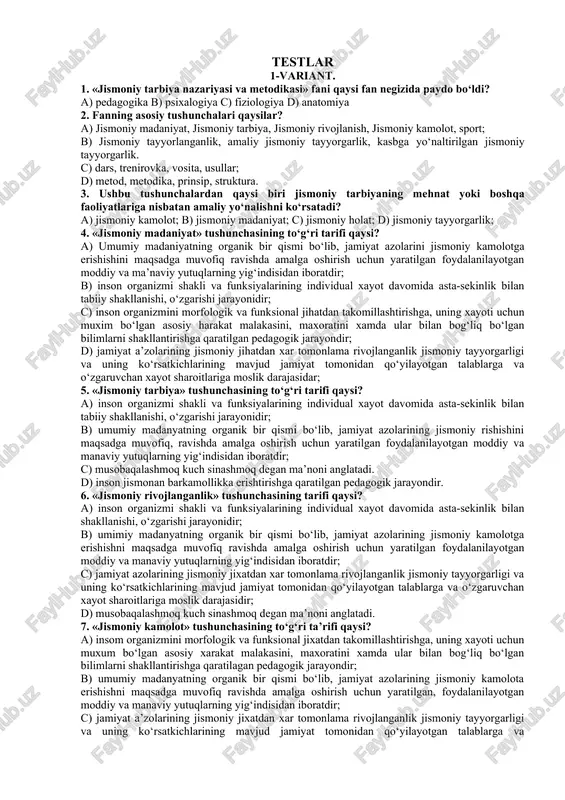 jismoniy tarbiya nazariyasi va metodikasi — DOCX
