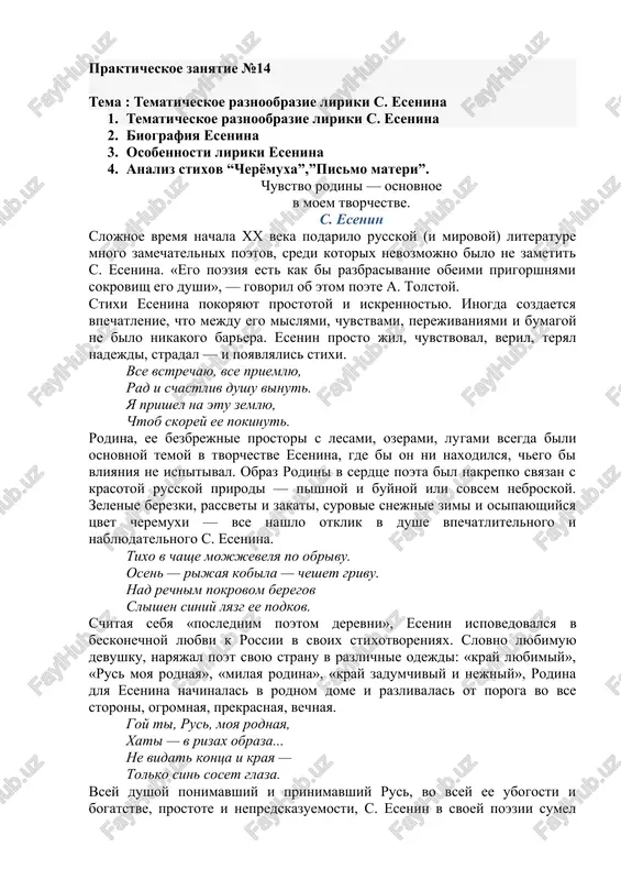 tematicheskoe raznoobrazie liriki s. esenina — DOCX
