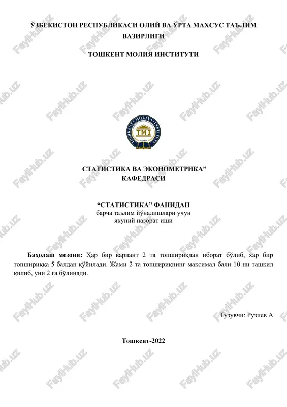 statistika va ekonometrika — DOCX