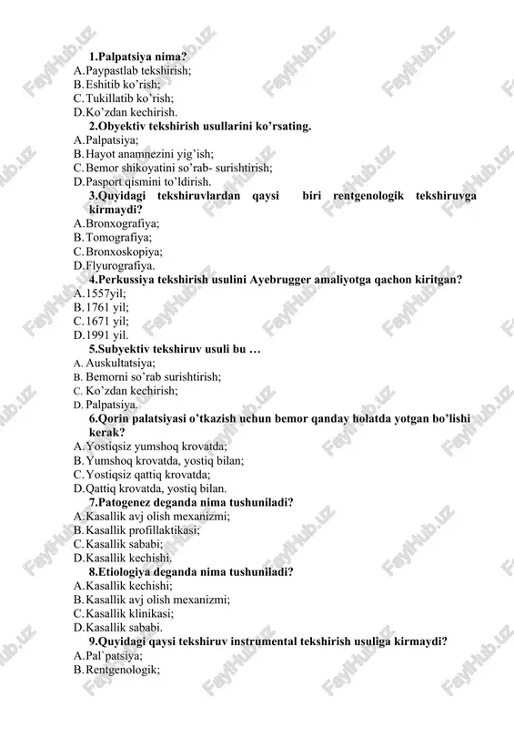 perkussiya tekshirish usuli — DOCX