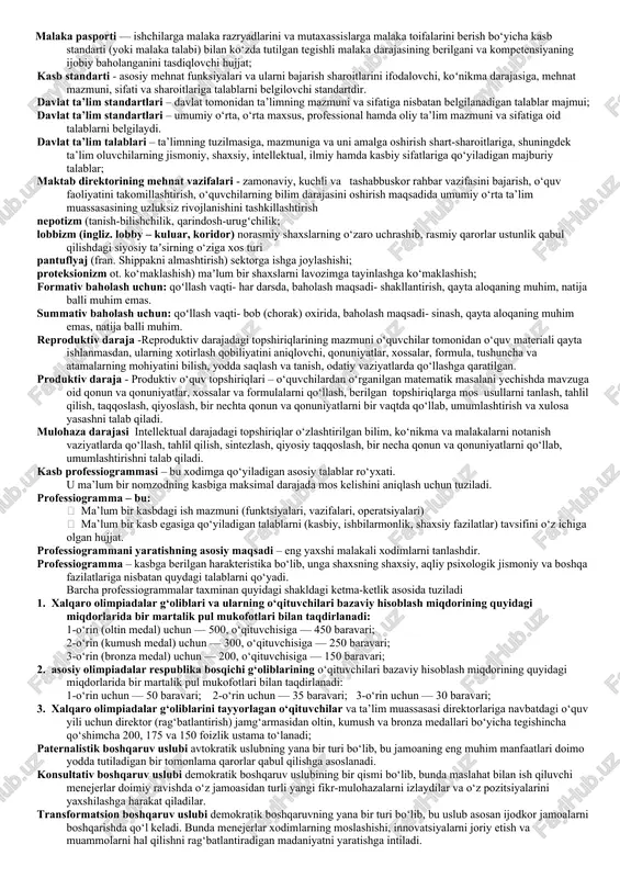 maktab direktorining mehnat vazifalari — DOCX